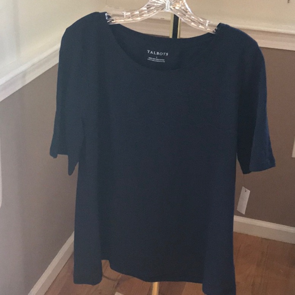 Talbots navy elbow-length-sleeve tee
